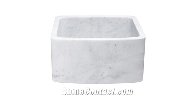 Carrara White Marble Honed Farmhouse Kitchen Sink