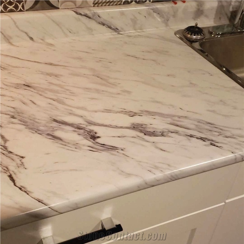 Volakas White Marble Kitchen Countertop,Work Top