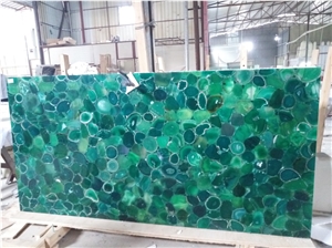 Backlit Green Agate Gemstone Slabs for Floor Tiles