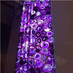 Backlit Purple Agate Semiprecious Stone Wall Tiles