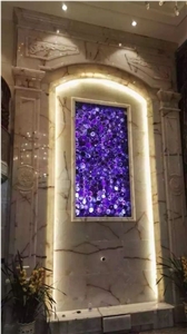 Backlit Purple Agate Wall Panels for House