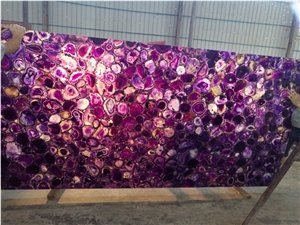 Customized Backlit Purple Agate Gemstone Slabs