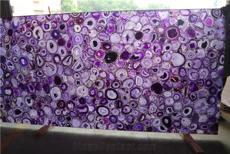 Good Quality Backlit Purple Agate Gemstone Slabs