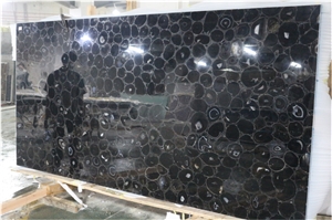 Good Quality Black Agate Semiprecious Stone Slabs
