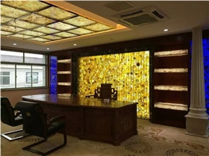 Hot Sale Backlit Yellow Agate Gemstone Wall Panels