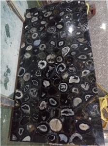 Polished Black Agate Semiprecious Stone Tiles
