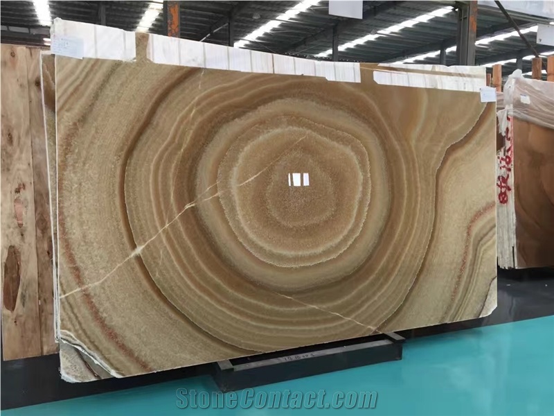 Polished Yellow Onyx Slabs for Wall Claddings