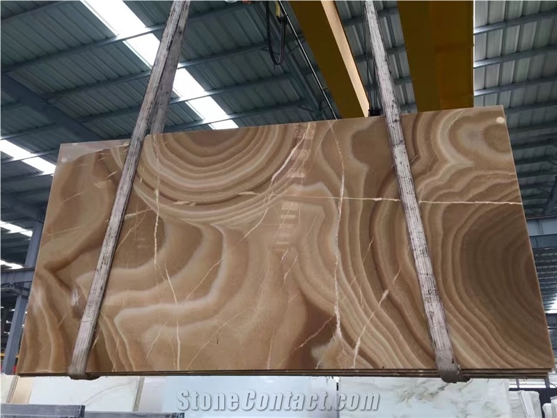 Polished Yellow Onyx Slabs for Wall Claddings