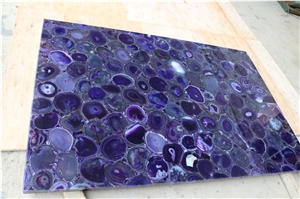 Purple Agate Gemstone Rectangle Dinning Table Tops