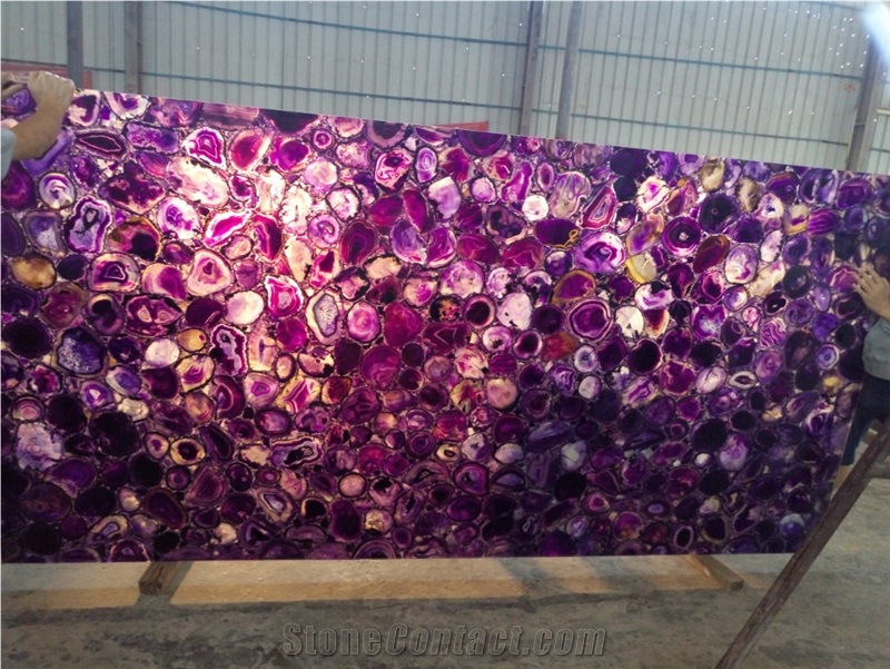 Purple Agate Gemstone Rectangle Dinning Table Tops
