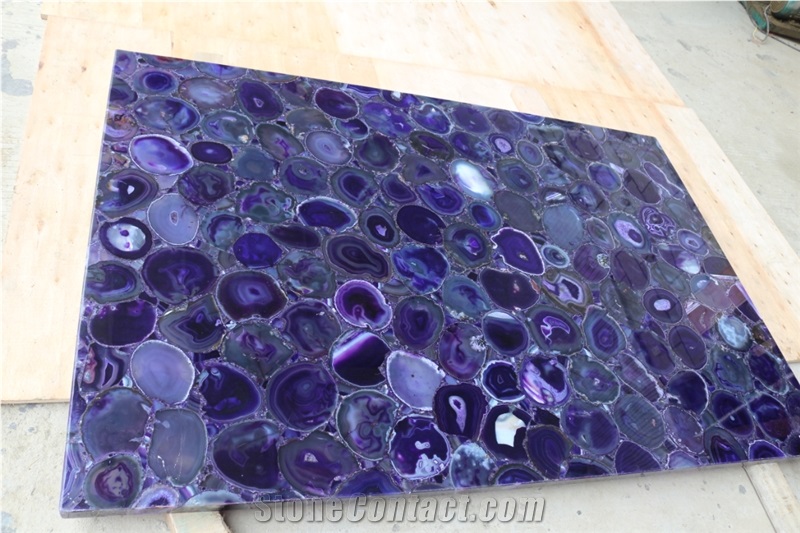 Purple Agate Gemstone Restaurant Table Tops