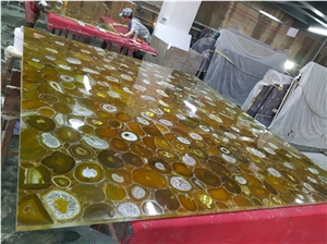 Yellow Agate Gemstone Slabs for Wall Panels