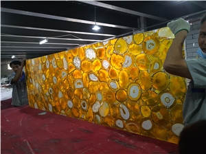 Yellow Agate Gemstone Slabs for Wall Tiles