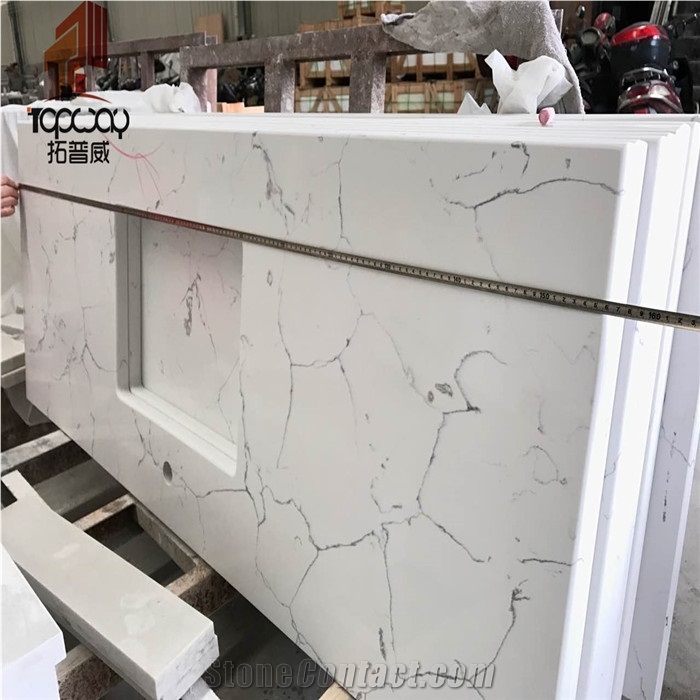 Carrara White Quartz Kitchen Countertop