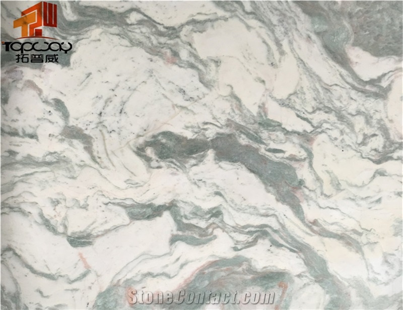 Natural Stone Green Wavy Grain with White Marble