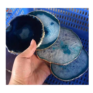 Blue Agate Stone Round Marble Coaster Marble Tray