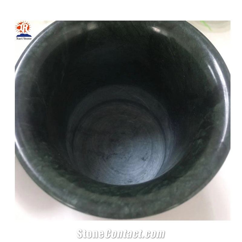 Natural Stone Green Marble Candle Holders with Lid