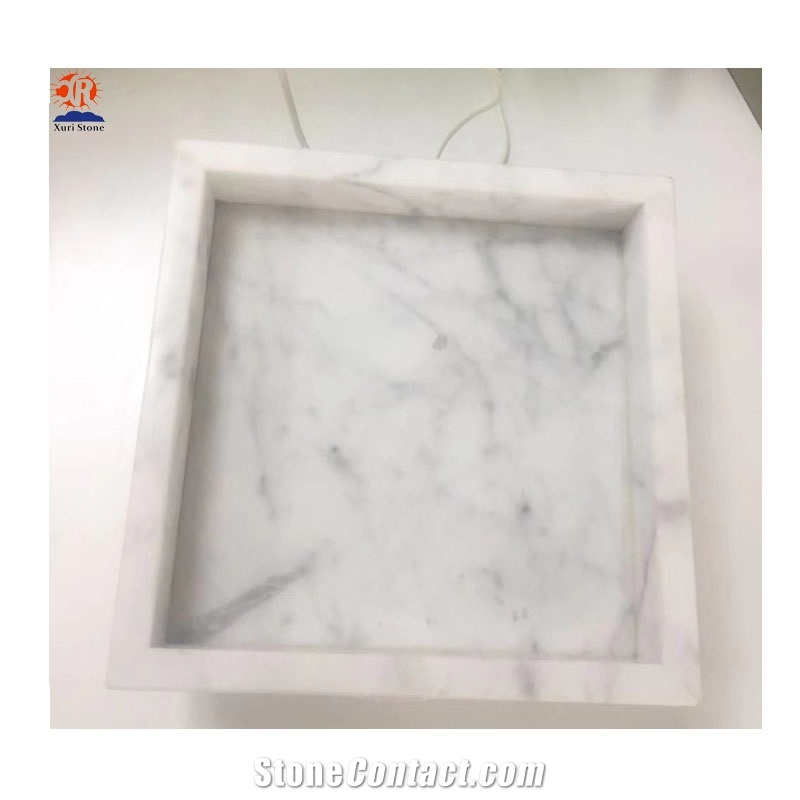 Natural Stone White Marble Carrara Serving Tray