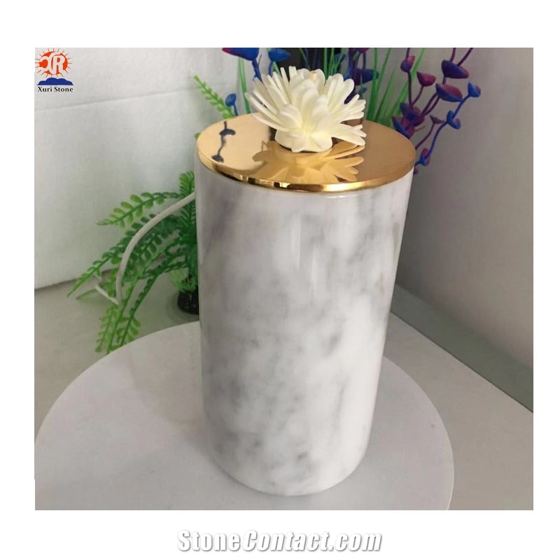 White and Black Marble Candle Jars Big Size