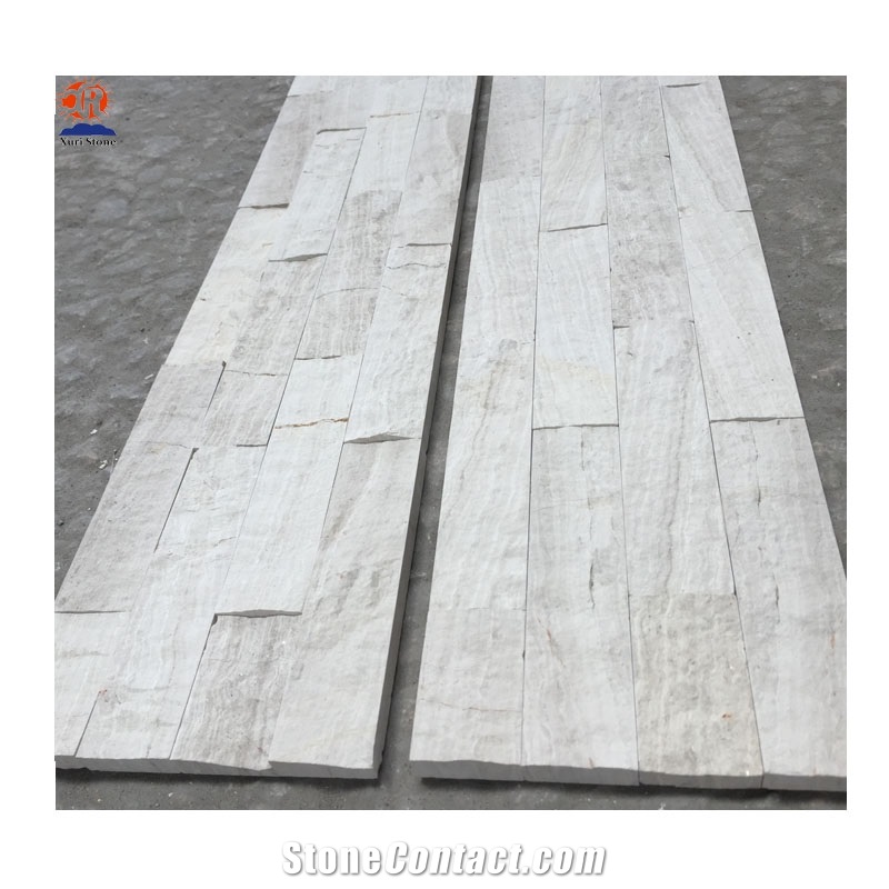 White Wooden Vein Marble Cultured Stone Wall