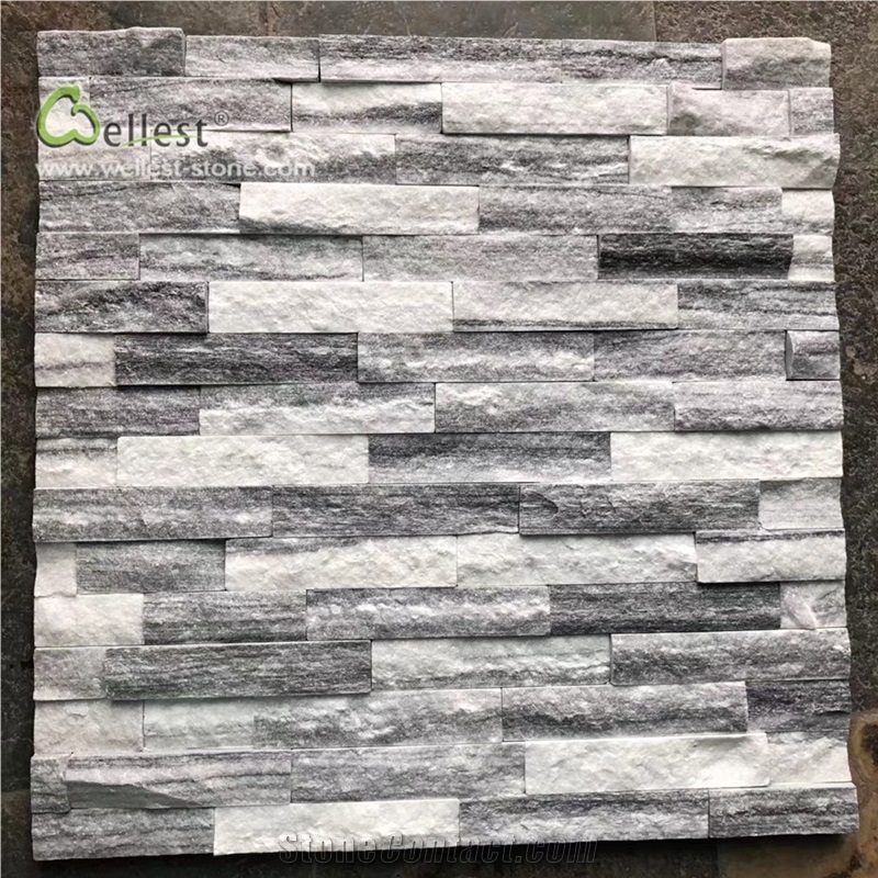 Grey and White Quartzite Veneer Feature Wall Tile
