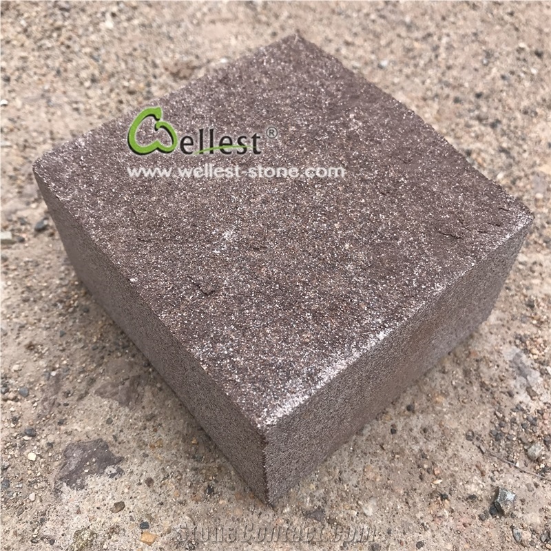 Purple Brown Natural Split Cube Stone Cobblestone