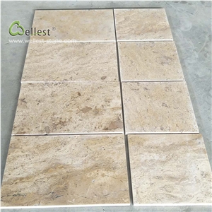 Yellow Beige Travertine Tile Thick French Pattern