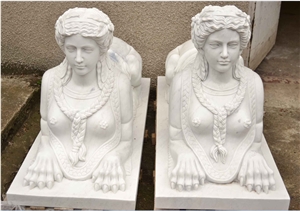 Marble Sphinxes Sculptures Animal Stone Statues