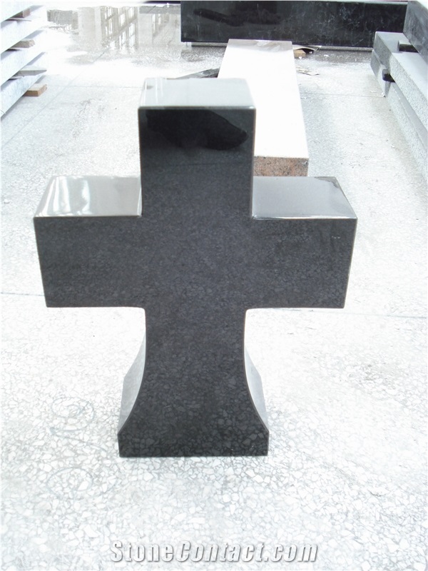Funeral Black Granite Cemetery Gravestone Crosses