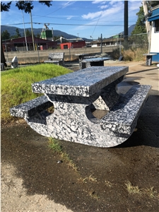 Orca Black and White Marble Picnic Tables