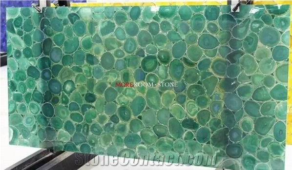 Handmade Semiprecious Stone Green Agate Slab Jade Stone