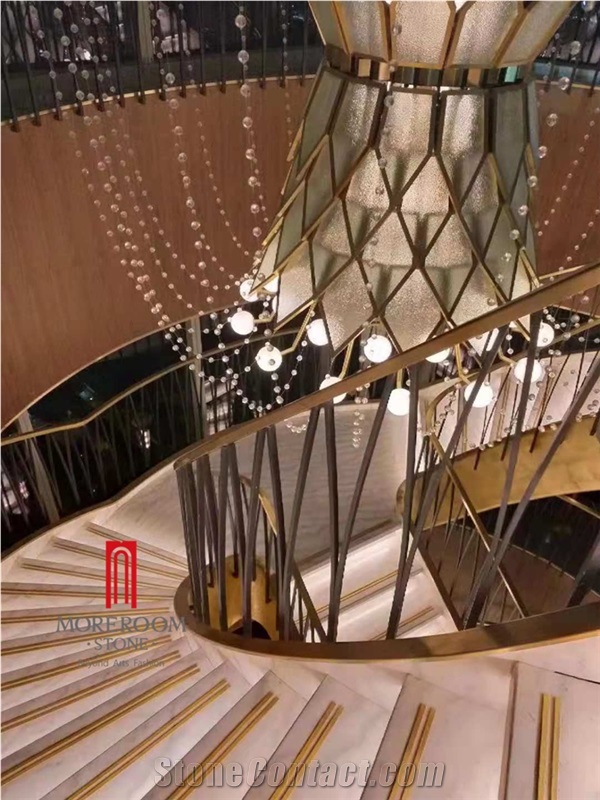 Hotel Project Thin Marble Veneer Stair Steps
