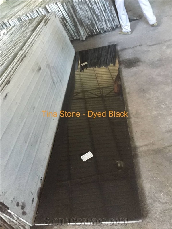 Dyed Black Granite Slabs Kitchen Bathroom Tiles
