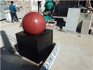 Red Granite Ball Fountain,Red Stone Sphere