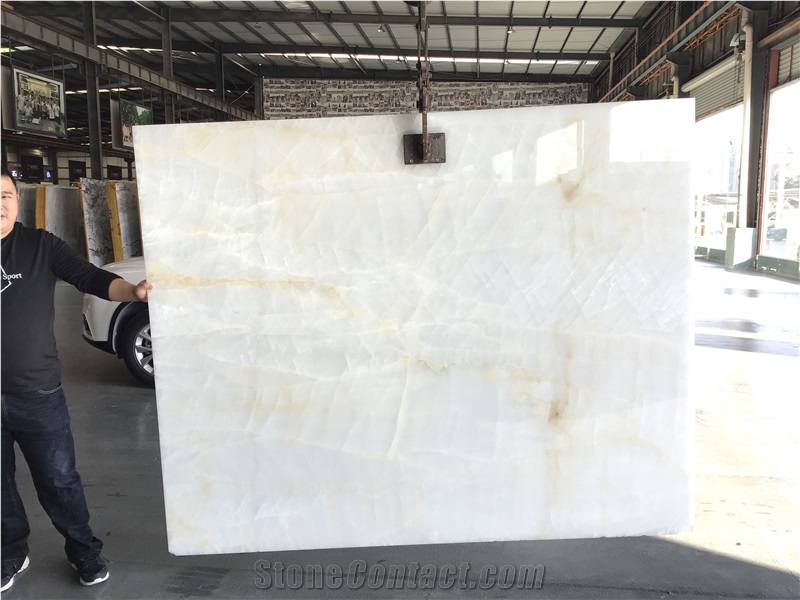 Icy Onyx Ice White Pure Backlit Polished Slab&Tile