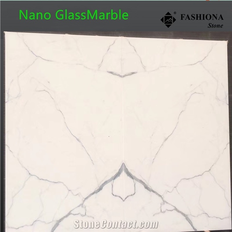 Matching Slab Nano Calacatta White Glassmarble