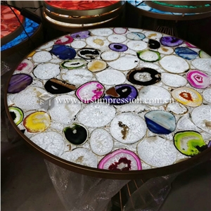 Blue Agate Gemstone Desk Countertops Tabletops