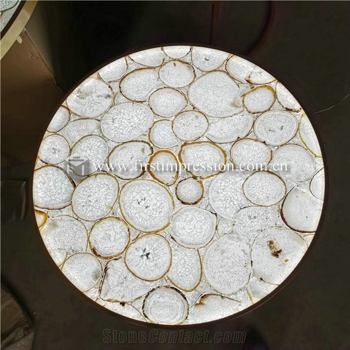 Blue Agate Gemstone Desk Countertops Tabletops