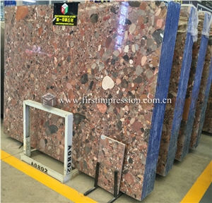 Hot Sale Seven Colorful Pearls Red Granite Slabs