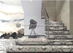 Italy Arabescato White Marble Slab for Steps,Stair