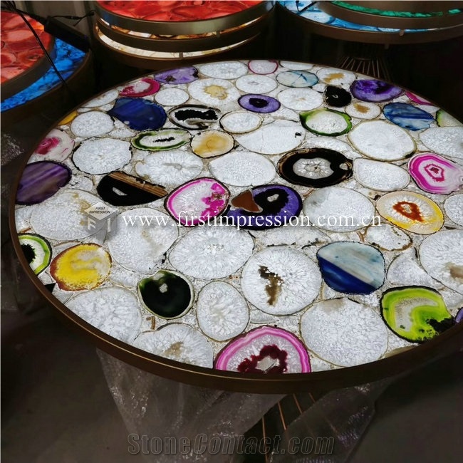 Luxury Gemstone Colorful Agate Desk Countertops