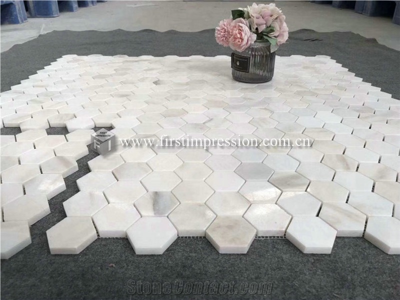 Popular Calacatta Gold White Marble Mosaic Tiles