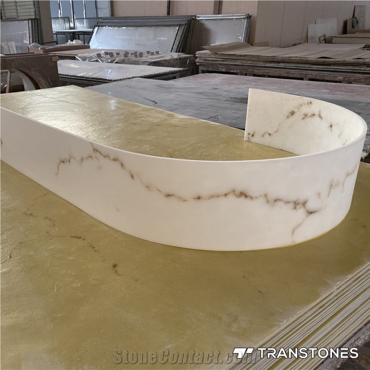 Honed Translucent Curved Alabaster Building Stone