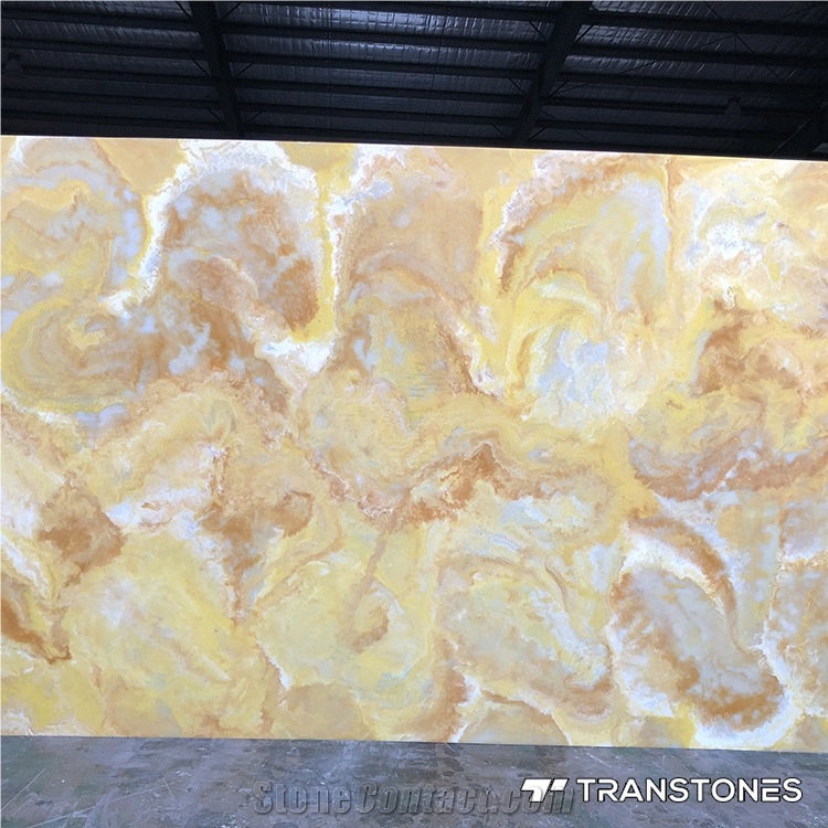 Polish Yellow Onyx Slab Resin for Wall Panels