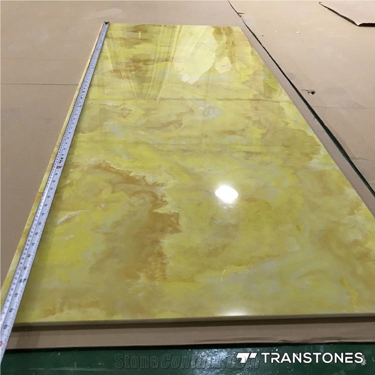 Polished Translucent Yellow Faux Alabaster Wall Panel
