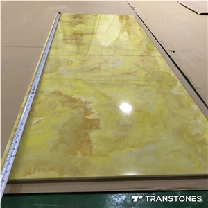 Polished Translucent Yellow Faux Alabaster Wall Panel