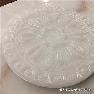 Translucent White Carved Polished Onyx Wall Panel