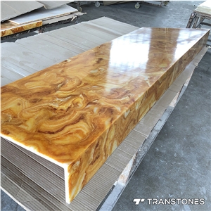 Translucent Yellow Polished Faux Onyx Bar Counter Top