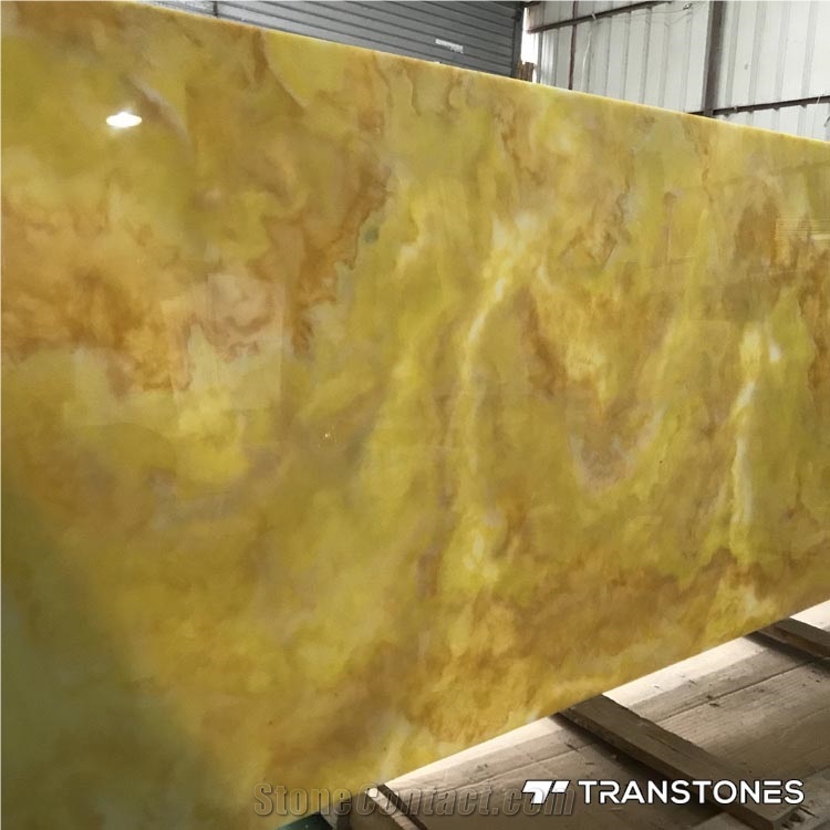 Transparent Yellow Faux Onyx Panels for Bar Decorations