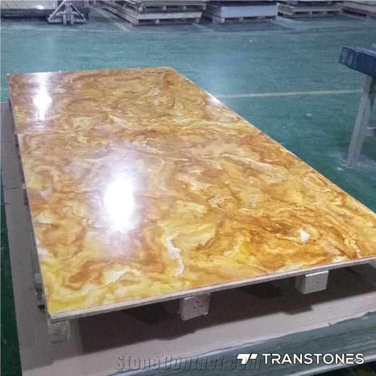 Yellow Translucent Faux Onyx Wall Slabs for Home Decors